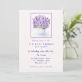 Handgemalte Aquarelllavender Floral Geburtstag Einladung (Stehend Vorderseite)