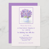 Handgemalte Aquarelllavender Floral Geburtstag Einladung (Vorne/Hinten)