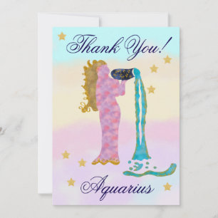 Handgemalte Aquarius-Geburtstags-Dankeschön Dankeskarte