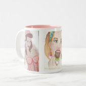 Handgemalte Art 3 Gemälde Lady Coffee Tasse Cup (Vorderseite Links)
