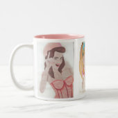 Handgemalte Art 3 Gemälde Lady Coffee Tasse Cup (Links)