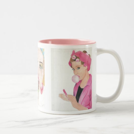 Handgemalte Art 3 Gemälde Lady Coffee Tasse Cup (Rechts)