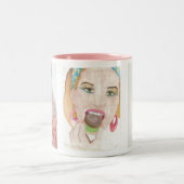 Handgemalte Art 3 Gemälde Lady Coffee Tasse Cup (Mittel)