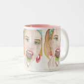 Handgemalte Art Cupcake Lady Coffee Tasse Cup (VorderseiteRechts)