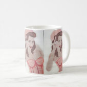 Handgemalte Art Pink Lady Coffee Tasse Cup (VorderseiteRechts)