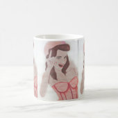 Handgemalte Art Pink Lady Coffee Tasse Cup (Mittel)