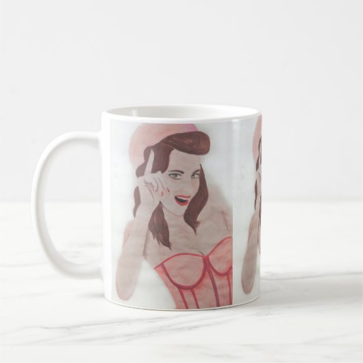 Handgemalte Art Pink Lady Coffee Tasse Cup (Links)