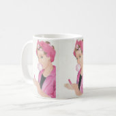 Handgemalte Art Pink Lady Coffee Tasse Cup (Vorderseite Links)