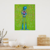 Handgemalte Artwork Print Robot Wall Poster MURAL (Küche)