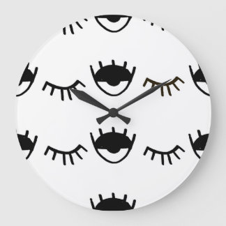 Handgemalte Augen Tinte Muster Große Wanduhr
