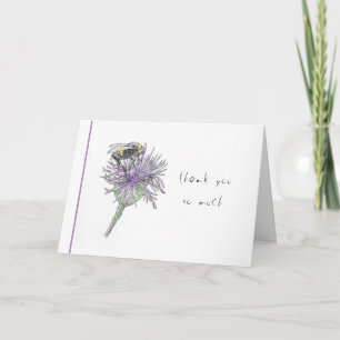 Handgemalte Biene auf Thistle Danke-Karte Karte