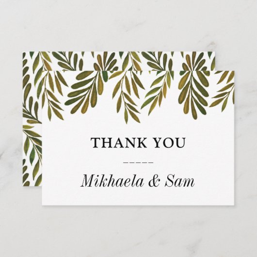 Handgemalte Blätter Dankeschön Karte (Vorne/Hinten)