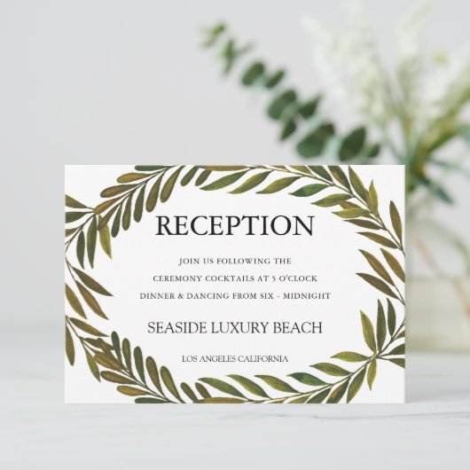 Handgemalte Blätter Empfang Card Einladung (Stehend Vorderseite)