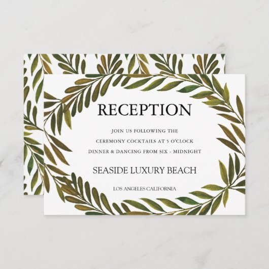 Handgemalte Blätter Empfang Card Einladung (Vorne/Hinten)