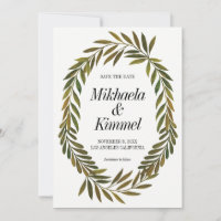 Handgemalte Blätter Save the Date Einladung