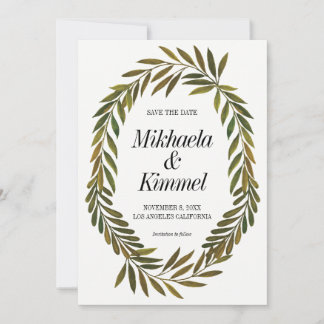 Handgemalte Blätter Save the Date Einladung