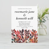 Handgemalte Blätter zum Hochzeitsempfang Einladung (Stehend Vorderseite)