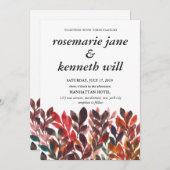 Handgemalte Blätter zum Hochzeitsempfang Einladung (Vorne/Hinten)