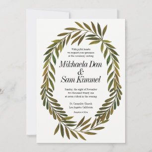 Handgemalte Blätter zum Hochzeitsempfang Einladung