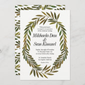 Handgemalte Blätter zum Hochzeitsempfang Einladung (Vorne/Hinten)