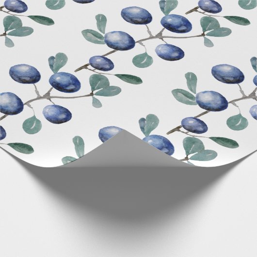Handgemalte Blaubeeren Geschenkpapier (Ecke)