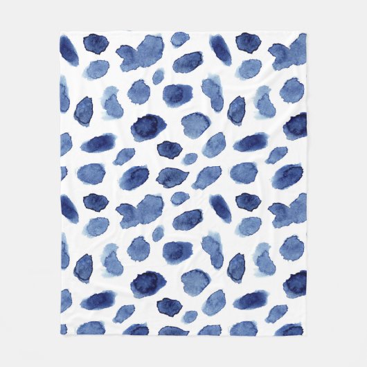 Handgemalte, blaue Aquarellsteine. Fleecedecke (Vorderseite)