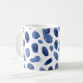 Handgemalte, blaue Aquarellsteine. Kaffeetasse (Vorderseite Links)