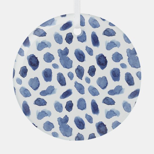 Handgemalte, blaue Aquarellsteine. Ornament Aus Glas (Vorderseite)