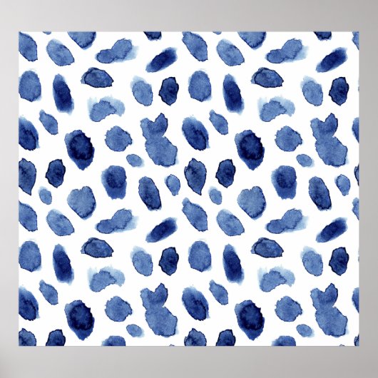 Handgemalte, blaue Aquarellsteine. Poster (Vorne)