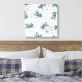 Handgemalte blaue Blumenmuster Leinwanddruck (Insitu (Schlafzimmer))
