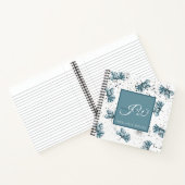Handgemalte blaue personalisierte Blumenmuster Notizblock (Innenseite)