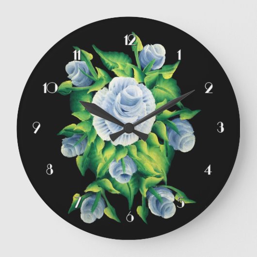 Handgemalte blaue Rose rund um die Uhr (Vorderseite)