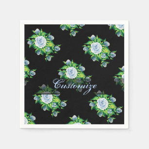 Handgemalte blaue Rosen-Muster-Servietten Serviette