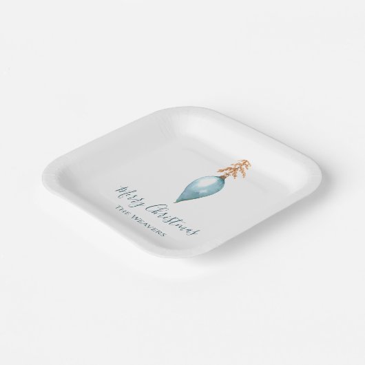 Handgemalte blaue Wasserfarbe Persönliche Weihnach Pappteller (Gewinkelt)