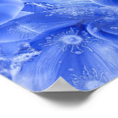 Handgemalte Blaue Weiße Florale Abstrakte Kunst Poster (Ecke)
