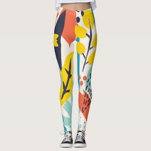 Handgemalte Blume, Blätter nahtlos. Leggings