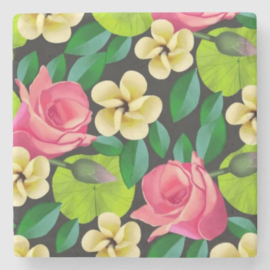 Handgemalte Blume Design-67459 Steinuntersetzer (Vorderseite)