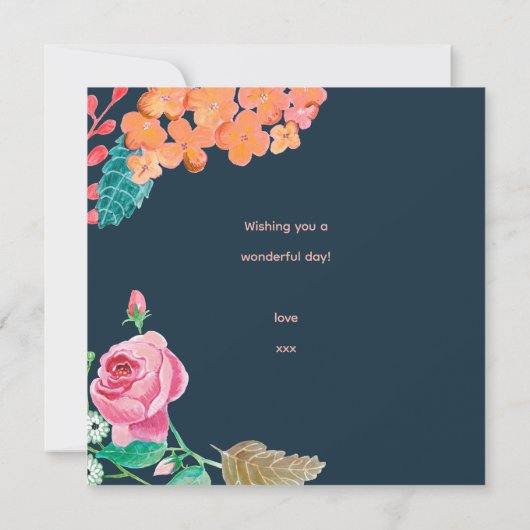 Handgemalte Blume Geburtstagskarte (Rückseite)