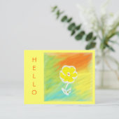Handgemalte Blume Hallo Postkarte (Stehend Vorderseite)