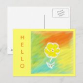 Handgemalte Blume Hallo Postkarte (Vorne/Hinten)