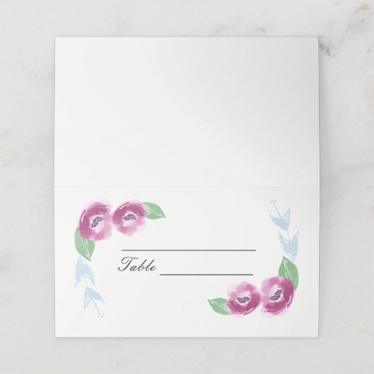 Handgemalte Blume | Hochzeitsplatzkarten Platzkarte (Außenseite Aufgefaltet)