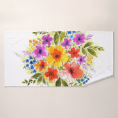 Handgemalte Blume, leuchtendes Aquarellbouquet. Badehandtuch (Badehandtuch)