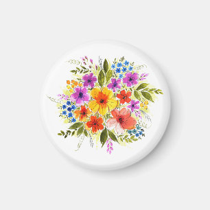 Handgemalte Blume, leuchtendes Aquarellbouquet. Magnet