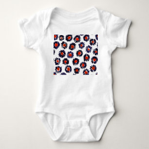 Handgemalte Blume, rot und blau. Baby Strampler