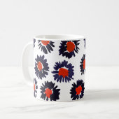 Handgemalte Blume, rot und blau. Kaffeetasse (Vorderseite Links)