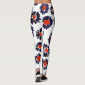 Handgemalte Blume, rot und blau. Leggings (Rückseite)