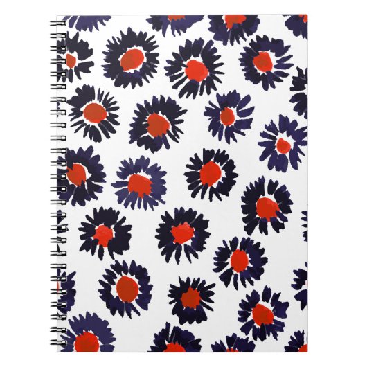 Handgemalte Blume, rot und blau. Notizblock (Vorderseite)