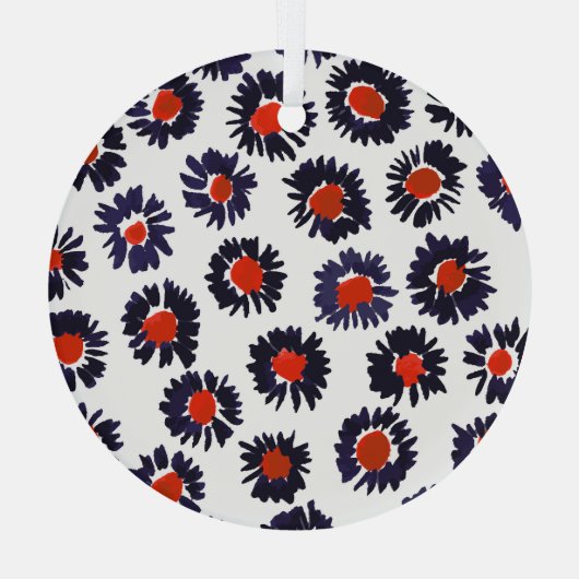 Handgemalte Blume, rot und blau. Ornament Aus Glas (Rückseite)