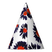 Handgemalte Blume, rot und blau. Partyhütchen (Rückseite)