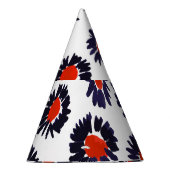Handgemalte Blume, rot und blau. Partyhütchen (Rechts)
